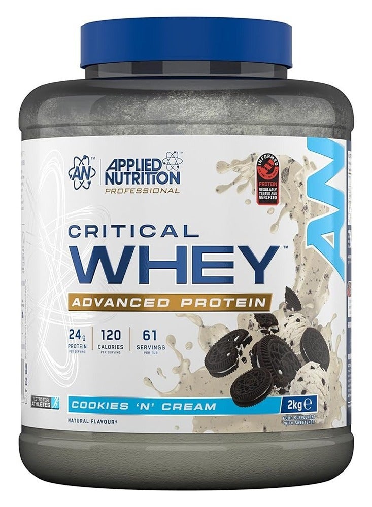 أبلايد نيوتريشن ابلايد نيوترشن كريتيكال واى بروتين بليند , نمو العضلات الخالية من الدهون، والتعافي من التمارين، 2كجم بطعم كوكيز وكريمة - Image 3